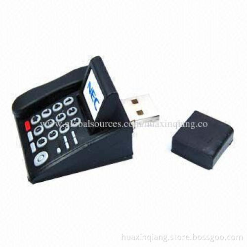 Phone Shape USB Drive, 128MB-64GB Capacity Range, Logo Design, Soft PVC Materials